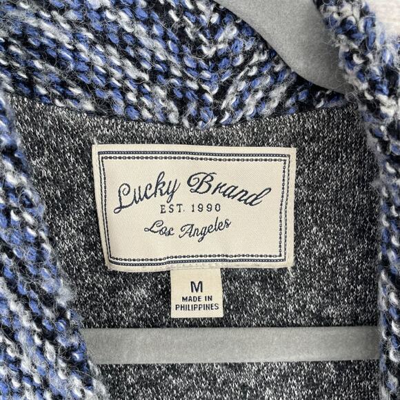 Lucky Brand Wool Blend Open Front Cardigan Sweater Women's‎ Medium Blue Striped - Picture 3 of 7